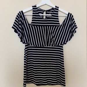 Women's Cold Shoulder Stripped Top